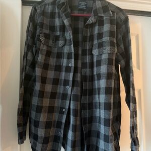 Men's Black and Gray Plaid 100% Cotton shirt